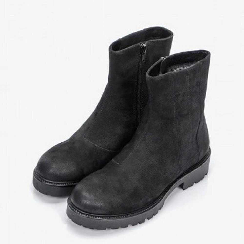 Vagabond Black Lug Leather Upper Fur Lined Boots in Size 7 4857-250-20